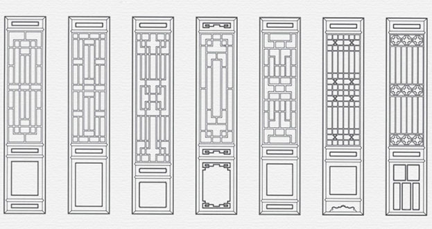 北戴河常用中式仿古花窗图案隔断设计图